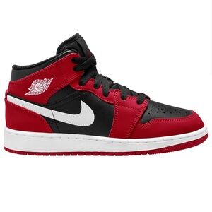 Air Jordan 1 Red and Black Mid Top Sneakers